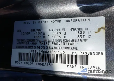 2010 Mazda Mazda3 S Grand Touring z USA, uszkodzony, nr VIN JM1BL1H66A1231186